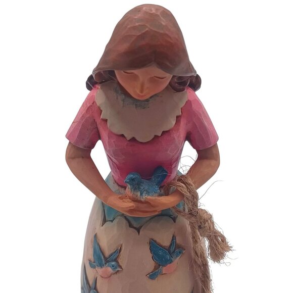 Jim Shore Heartwood Creek Girl Holding Bluebird "You Make Me Happy" Figurine C40 - Picture 5 of 11